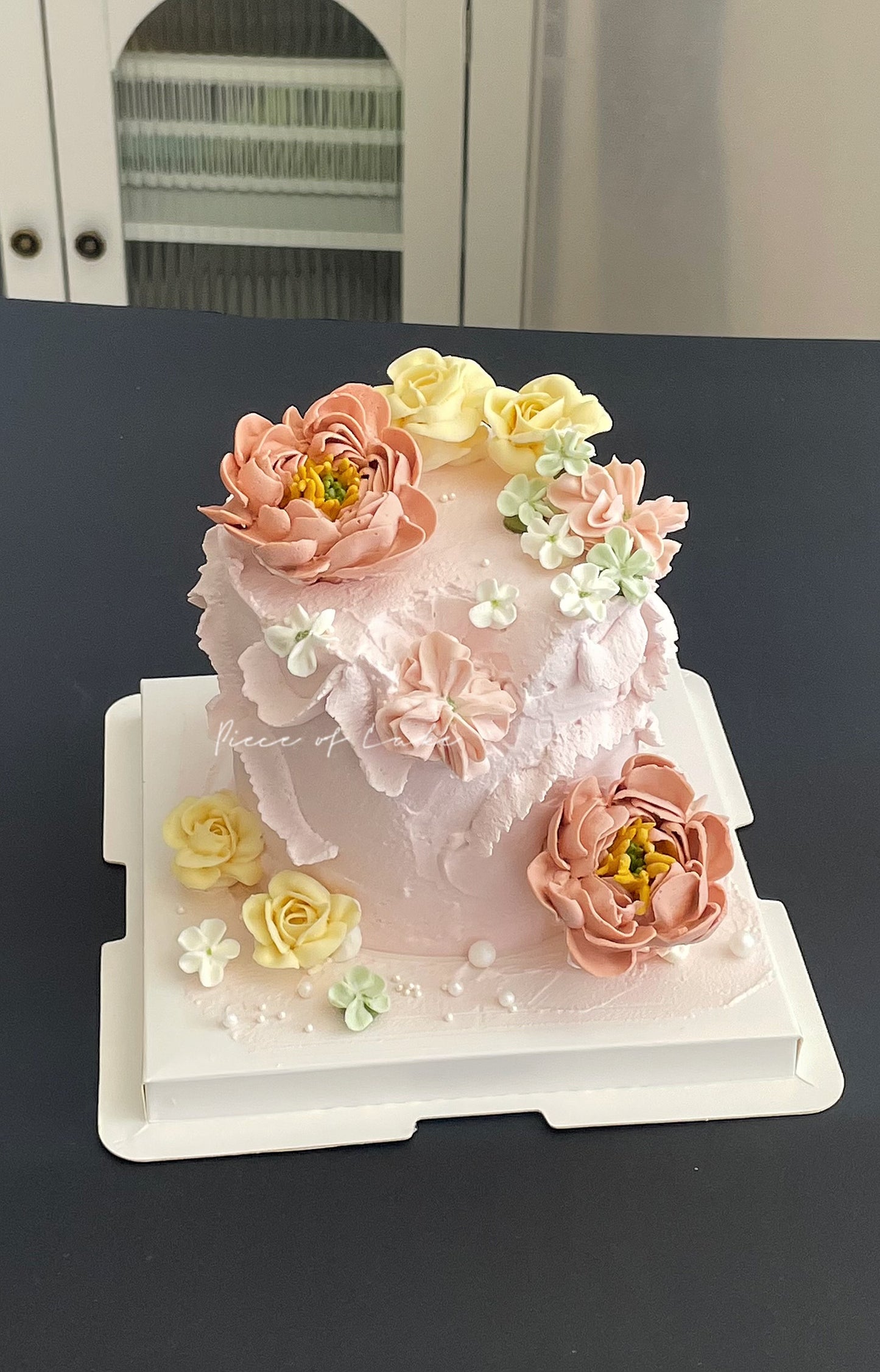 粉色裱花蛋糕 4寸(加高款)