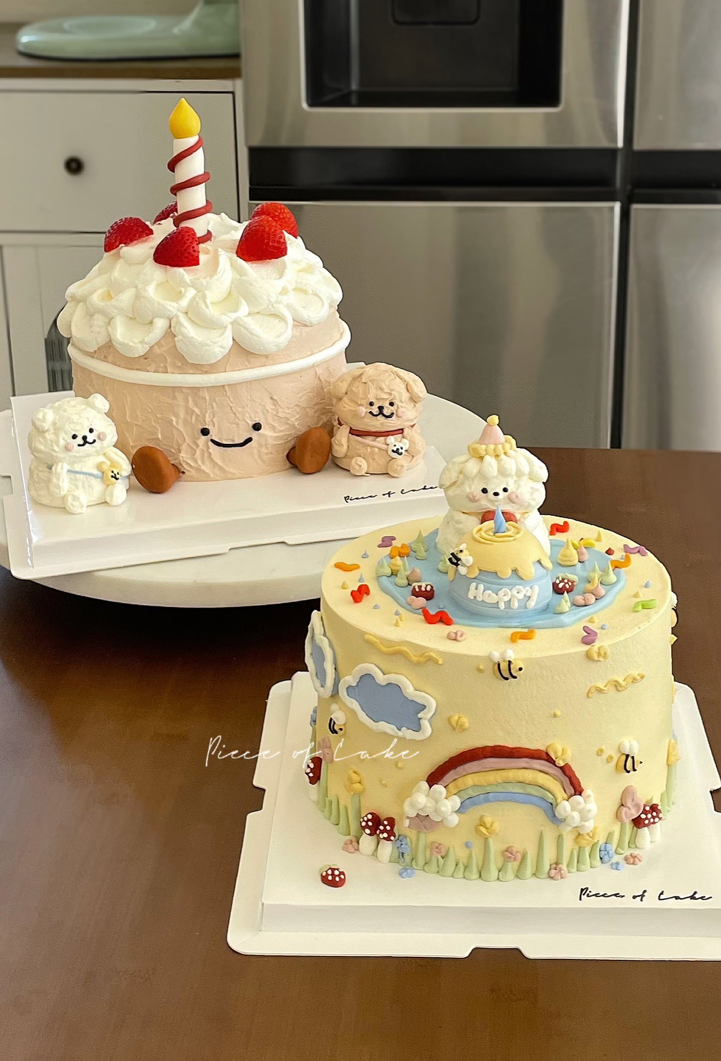 白色小熊奶油霜小动物蛋糕