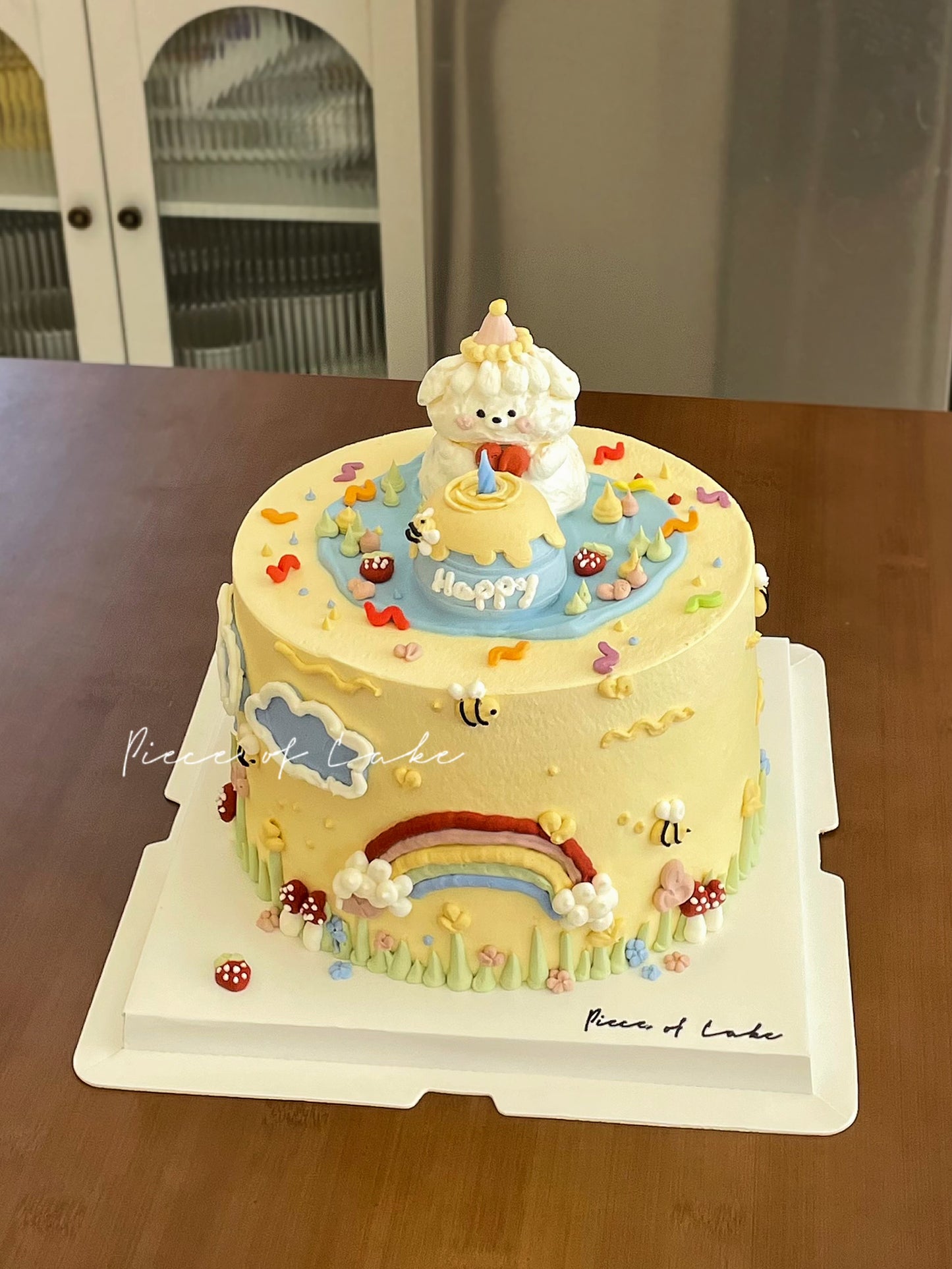 白色小熊奶油霜小动物蛋糕