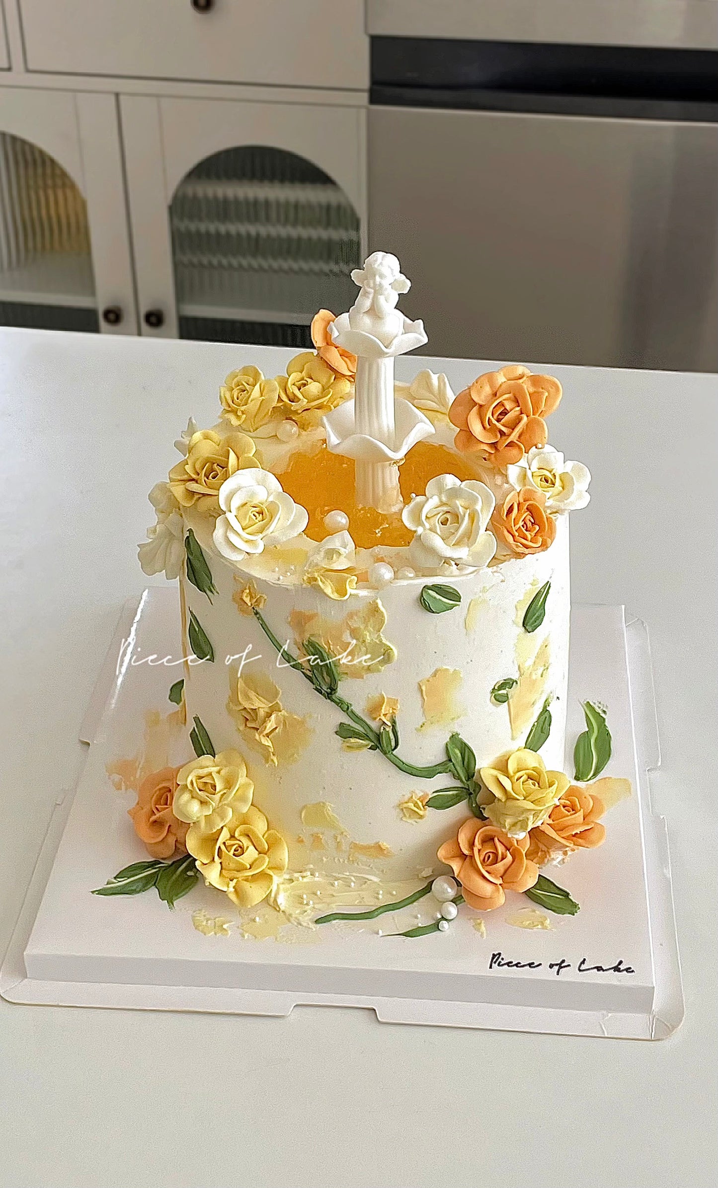 黄玫瑰许愿池蛋糕 6寸加高款